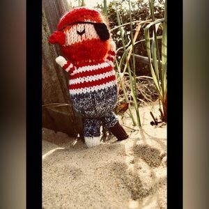 Handmade Knit Pirate Chime Rattle Small Plush Baby Chime Inside One Of A Kind